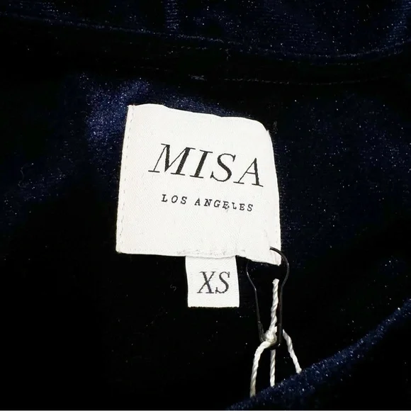 MISA Los Angeles | Lorena Blue Velvet Long Sleeve Ruffle Mini Dress Size XS NWT - Picture 9 of 10